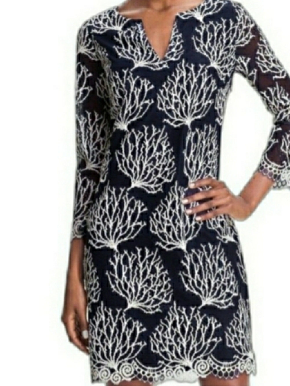 Lilly Pulitzer Embroidered Ocean Reef Coral Shift Dress 4